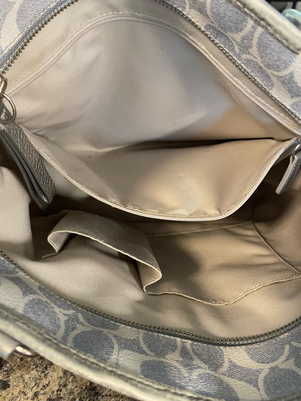 Coach light blue gray Signature Tote with Metallic Trim - Picture 7 of 16